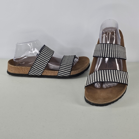 Birki’s by Birkenstock Curacao Black & White Stretch Strap Sandals Women’s 10 - Picture 2 of 10